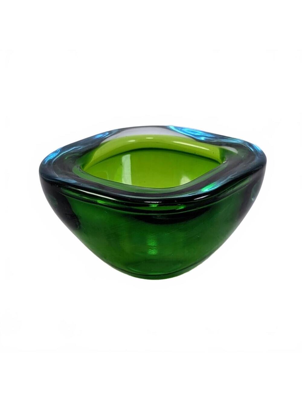 Stunning Murano Sommerso Geode Bowl Green & Teal - UV Glow